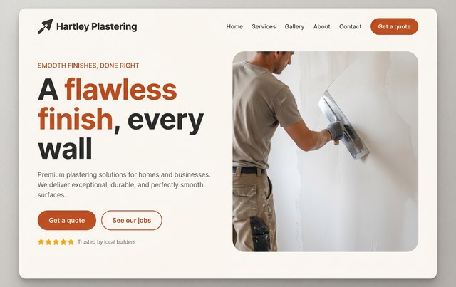 Hartley Plastering website, built by The Start-Up Academy