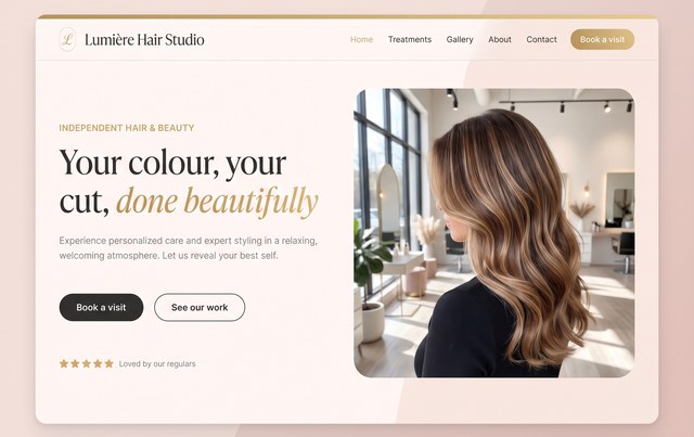 Lumière Hair Studio website, built by The Start-Up Academy