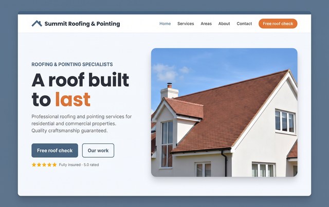 Summit Roofing & Pointing website, built by The Start-Up Academy