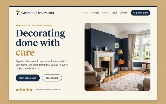 Westcote Decorators website, built by The Start-Up Academy
