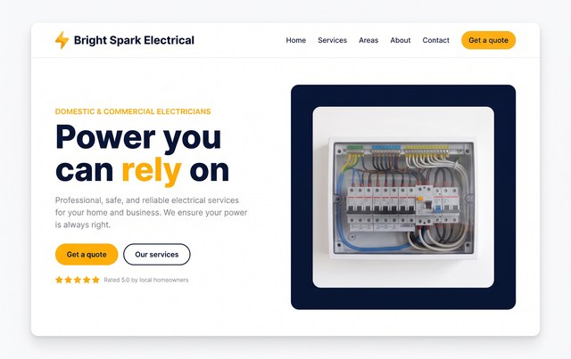 Bright Spark Electrical website, built by The Start-Up Academy